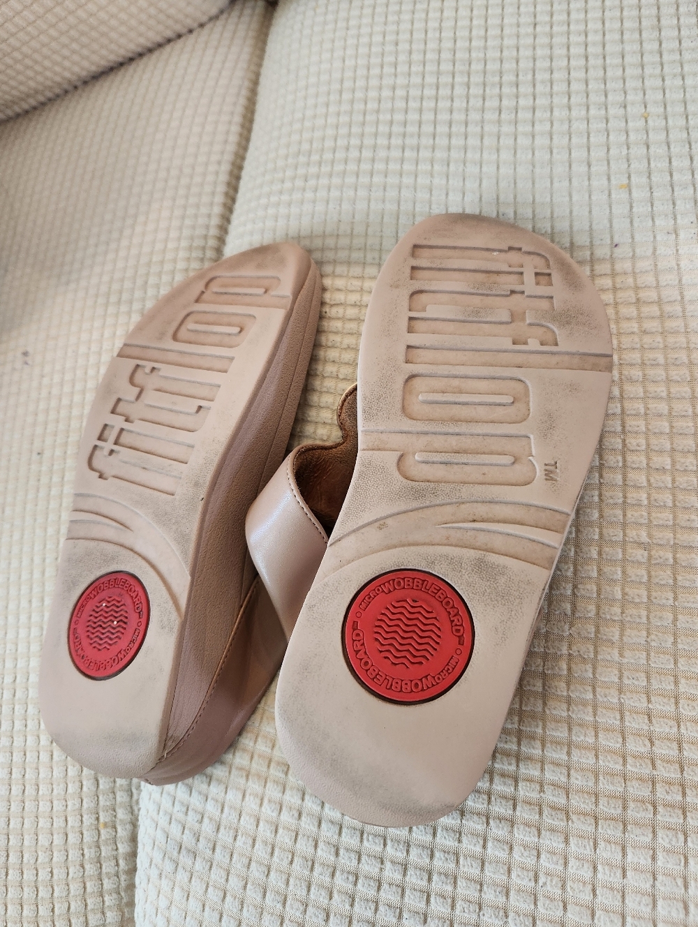 FitFlop BEIGE Thong Sandals with Gold Circle Accents - Picture 3 of 8